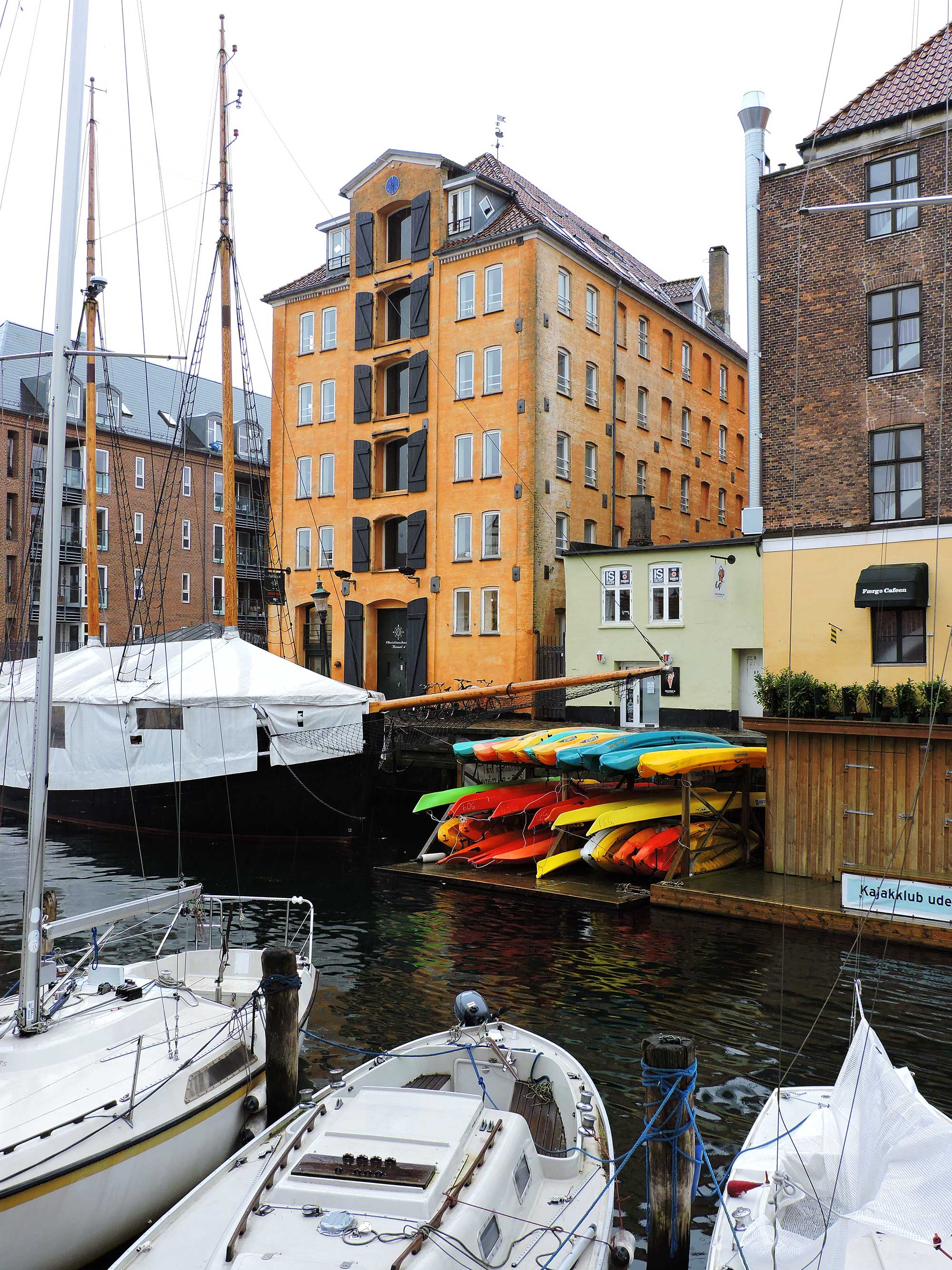 Kayaks on a Copenhagen canal