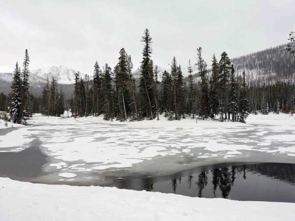 Snow on Sylvan Lake, Yellowstone National Park