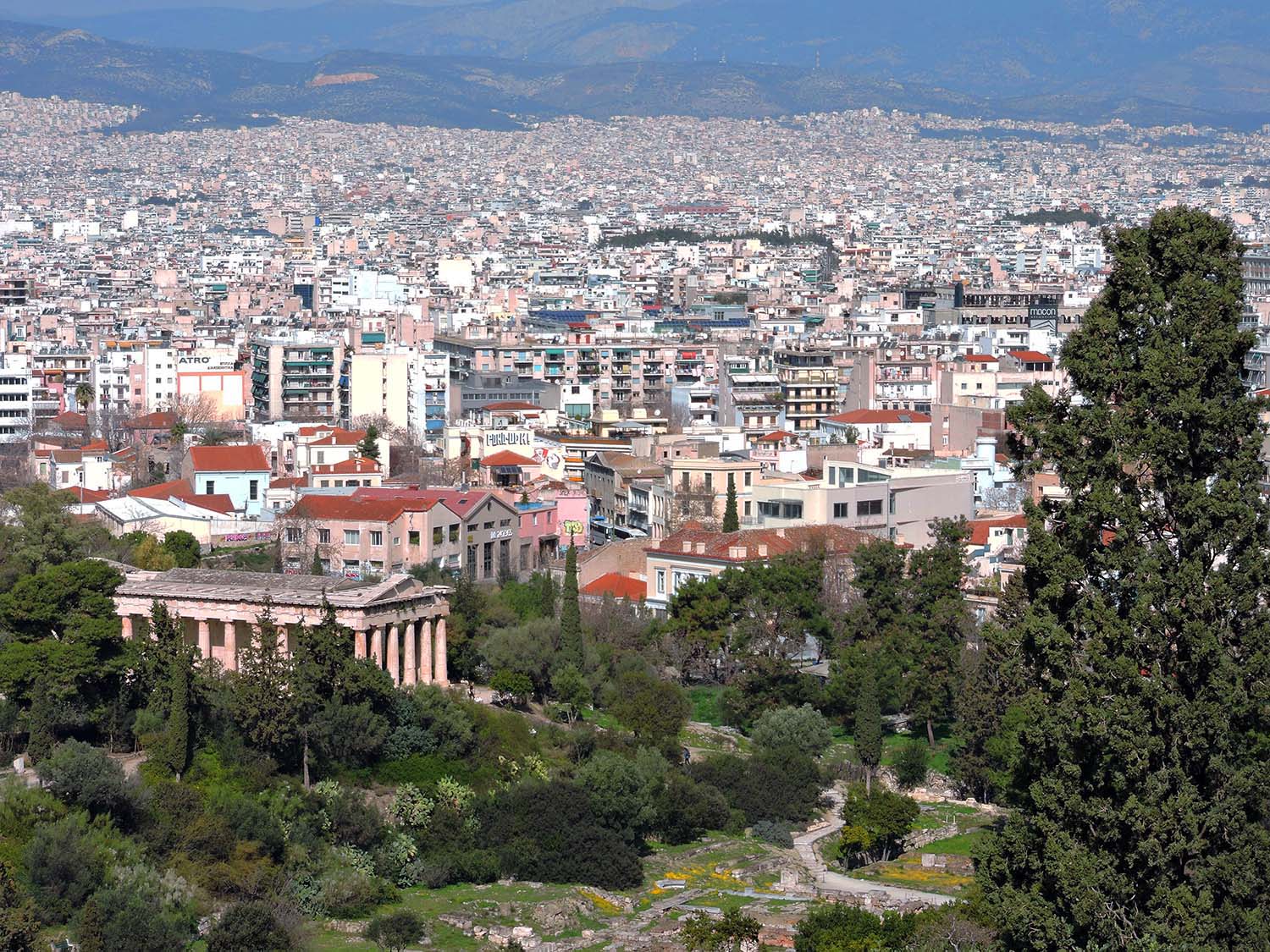 View of Ancient Agora from Acropolis in Athens, Greece