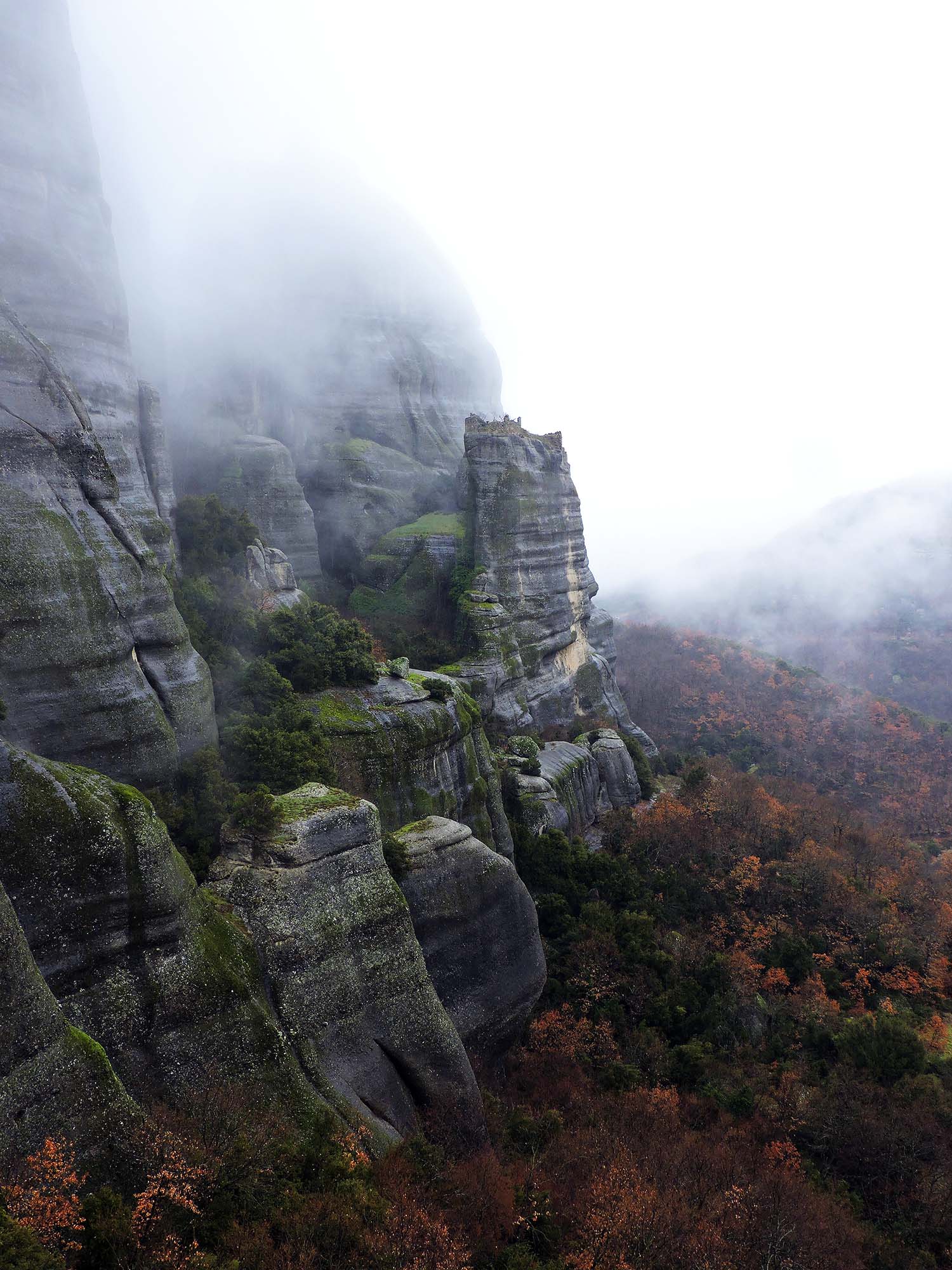 Sandstone cliffs in Meteora, Greece