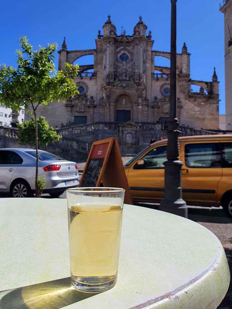 Mosto drink in front of a church for "Interesting Liquors from Around the World"