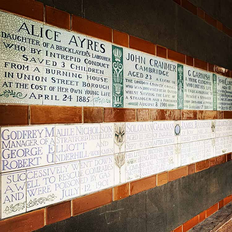 Postman's Park plaques - unique london attraction