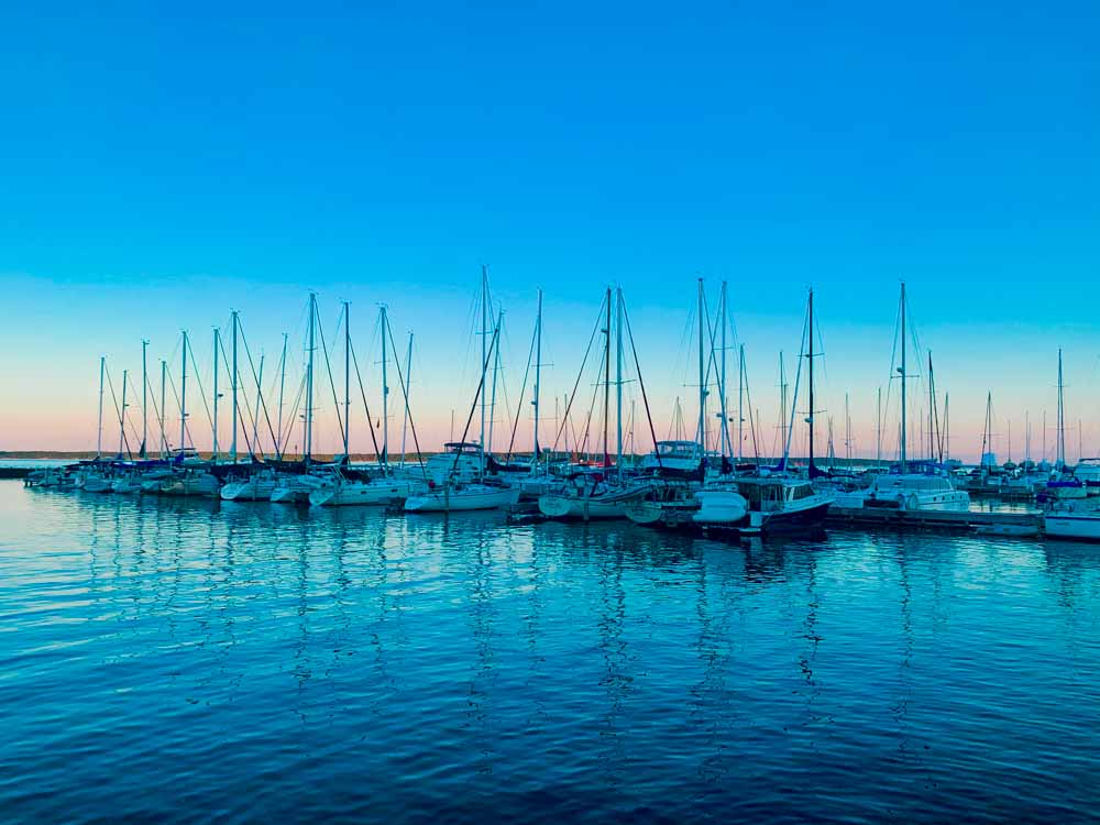 Bayfield, Wisconsin dock at sunset
