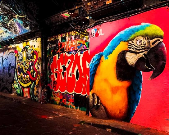 Street art on Leake Street in London