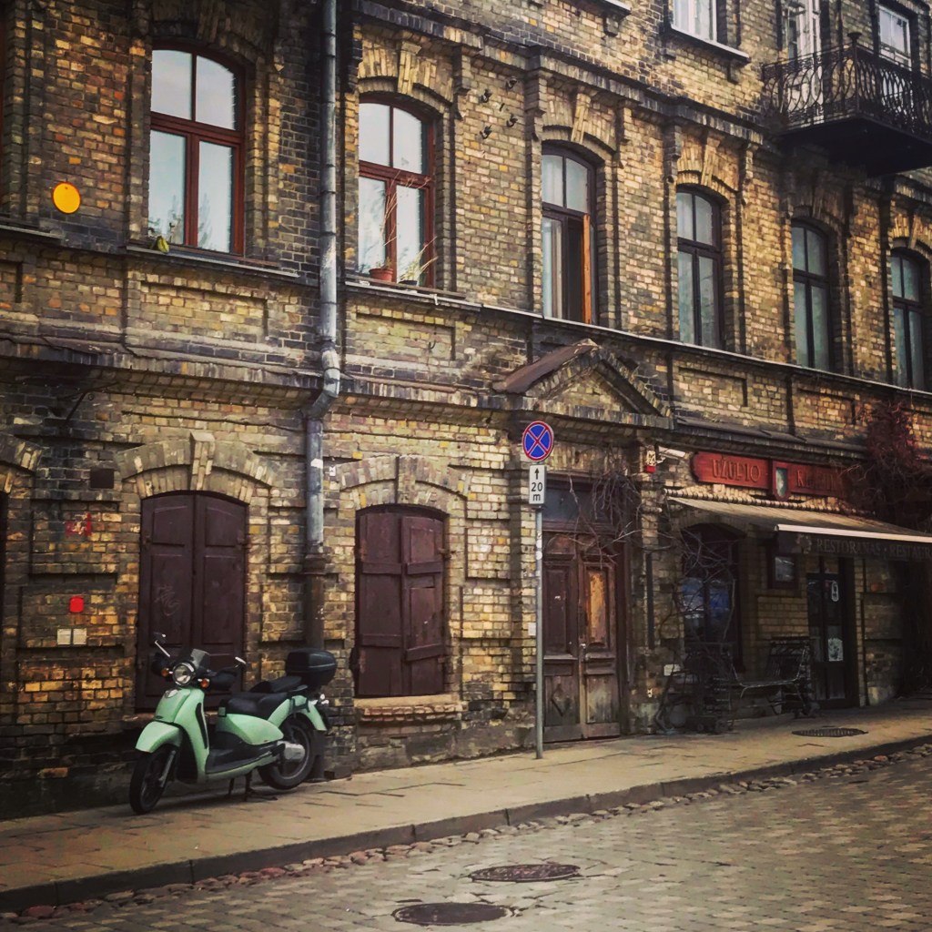 Moped in Uzupis, Vilnius, one of my favorite hidden gems in Europe.