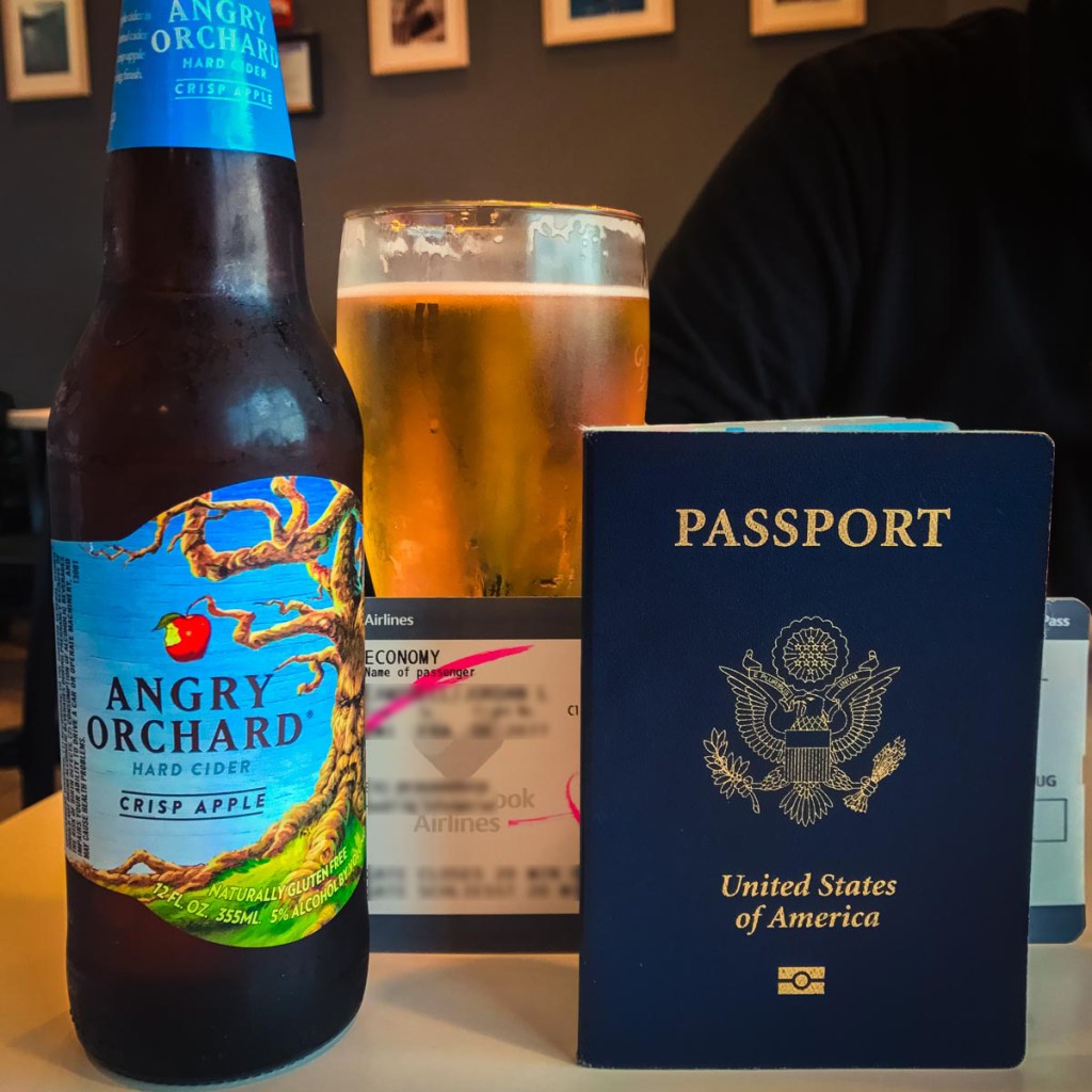 Traditional pre-flight libations on the way to Barcelona