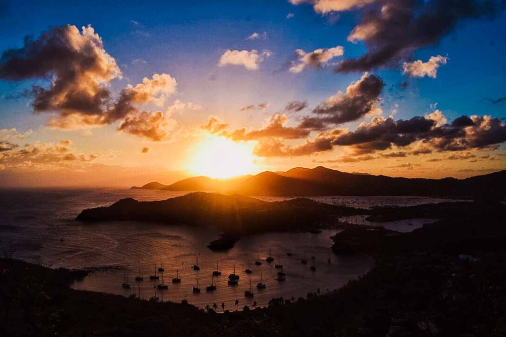 Sunset from a lookout point in Antigua