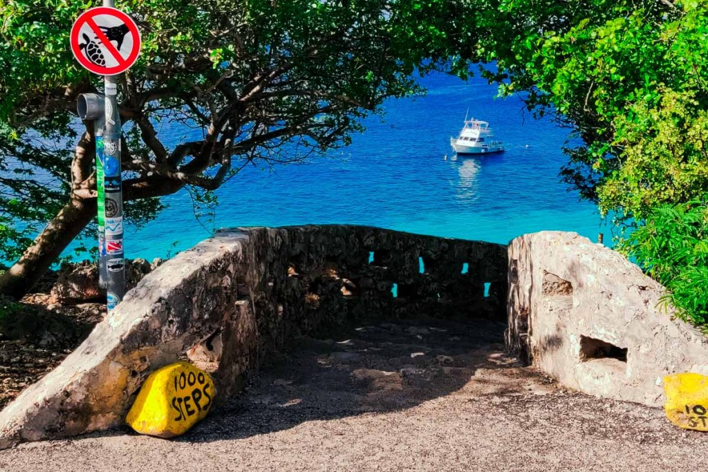 1000 steps entry in Bonaire, one of the lesser traveled Caribbean beach vacation destinations