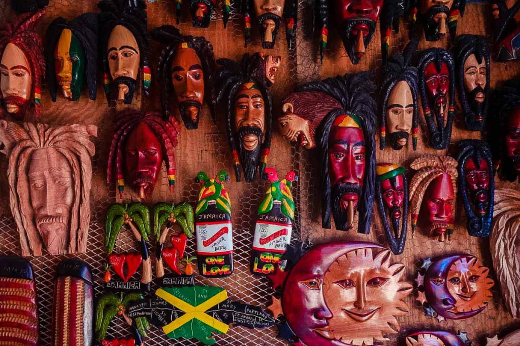 Masks at a market in Jamaica, one of the best Caribbean islands