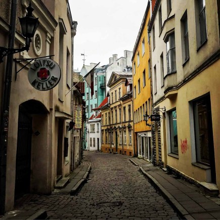 Colorful street in downtown Tallinn