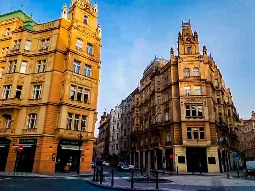 Newer buildings in Prague's Jewish Quarter