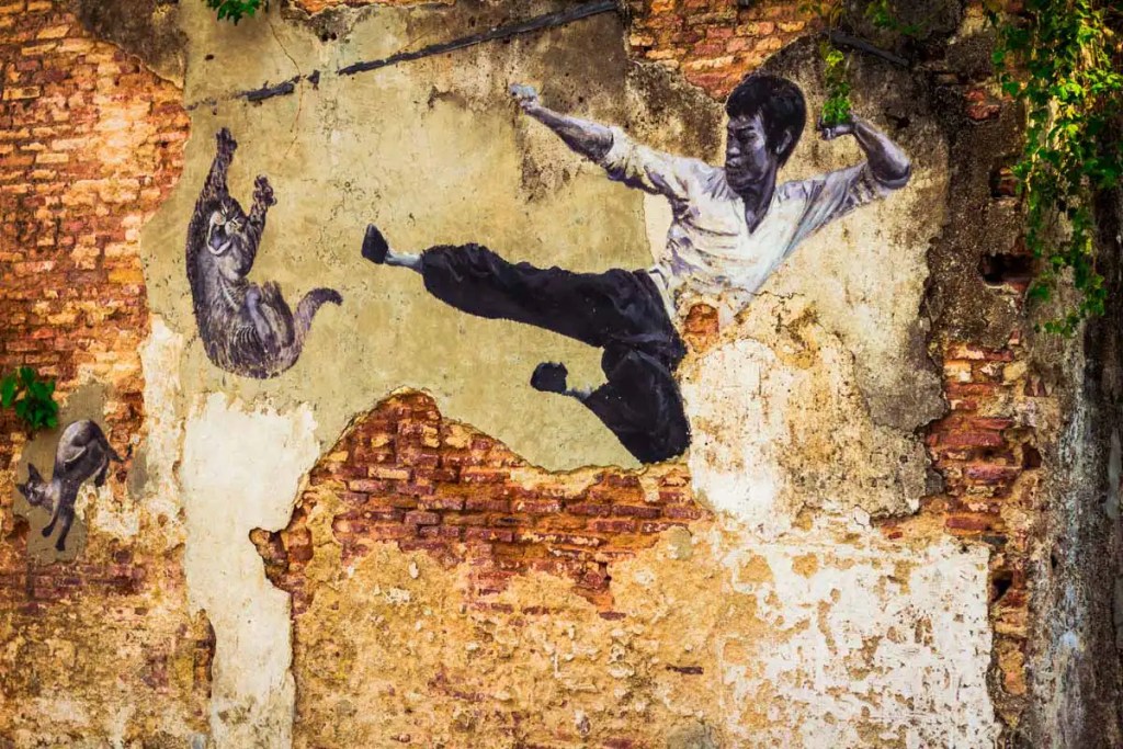 Penang street art "The Real Bruce Lee..."