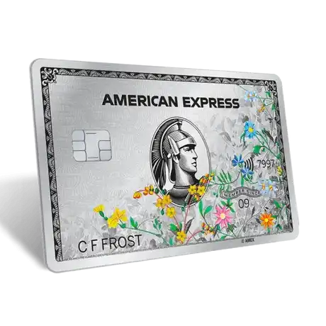 silver american express card with flowers on it