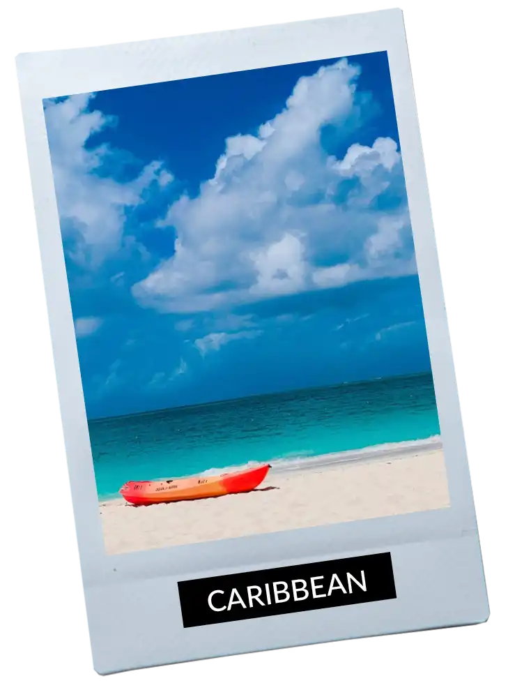 Destination Polaroid with "Caribbean" text overlay to portray destinations Global Debauchery has explored