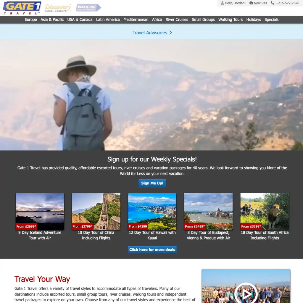 gate 1 travel website