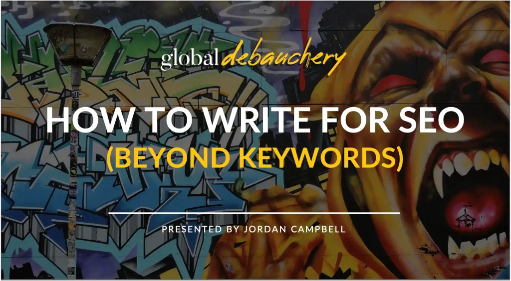 Freebie webinar cover - how to write for seo