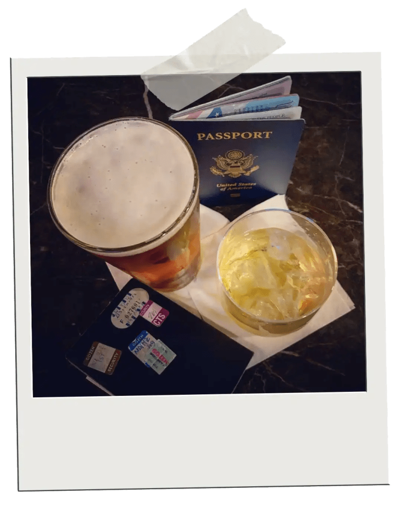 Polaroid of a traditional pre-flight libation (i.e., global debauchery)