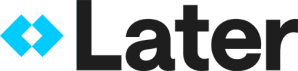 Later logo with two turquoise brackets on left and text on right